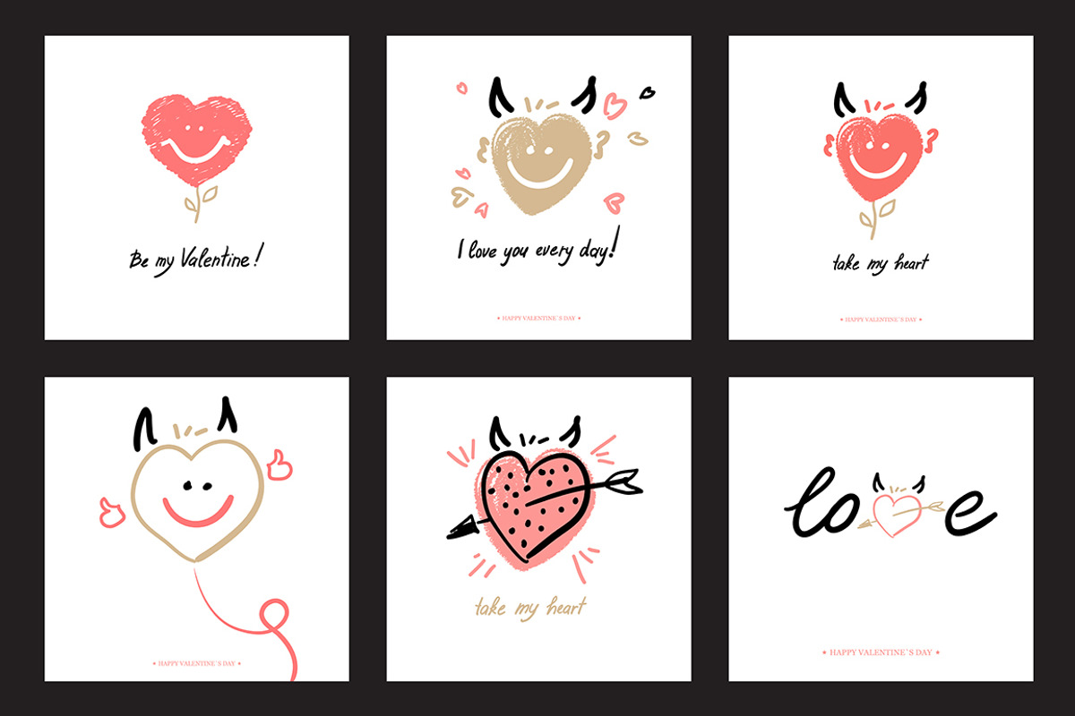 Valentine`s Day Greeting Cards, an Illustration by GalaStudio (Photo 3 of 5)