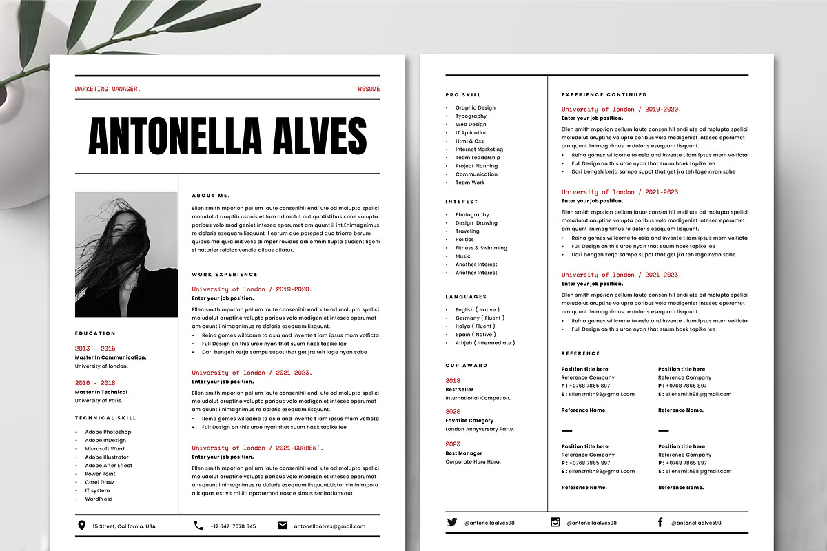 Modern Resume Template | Word, Canva, a Resume Template by Occy Design (Photo 5 of 10)