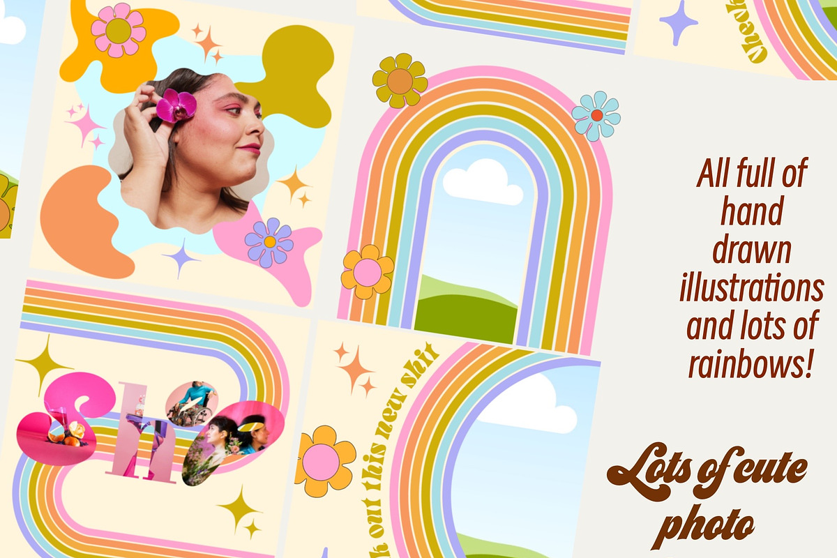 Retro Rainbow Canva Templates for IG, a Social Media Template by Dear Darling Design (Photo 5 of 13)