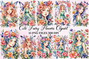 Watercolor Flower Fairy flowers clip, a Seasonal Illustration by Craft Nest (Thumbnail 1 of 5)