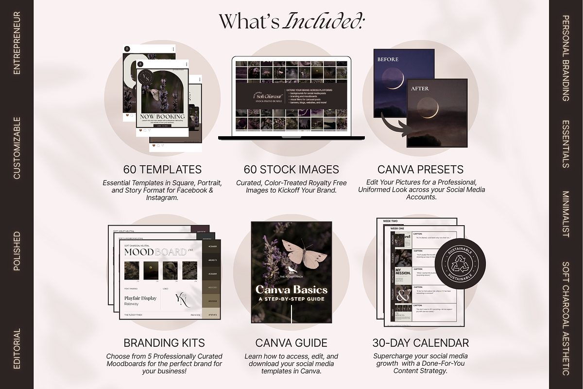 Soft Charcoal Social Media Brand Kit preview 3