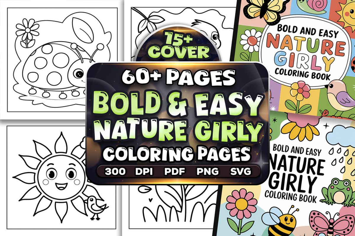 Bold and Easy Nature Girly Coloring, a Seasonal Illustration by Craftsbeefy (Photo 1 of 4)