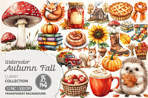 Watercolor Autumn Fall Clipart, an Illustration by Dream Creation