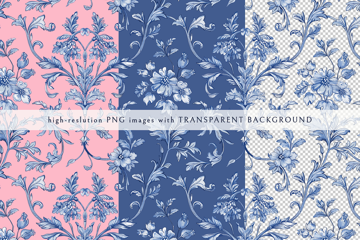 Floral Toile Print Design Patterns