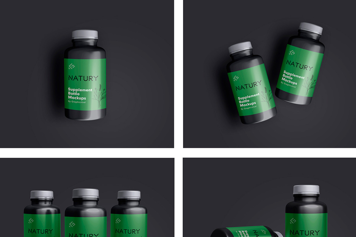 Supplement Bottle Mockups, a Packaging Mockup by Graphicsfuel (Photo 12 of 12)