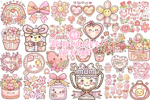 Retro Mothers Day Clipart, an Illustration by SinaCreation