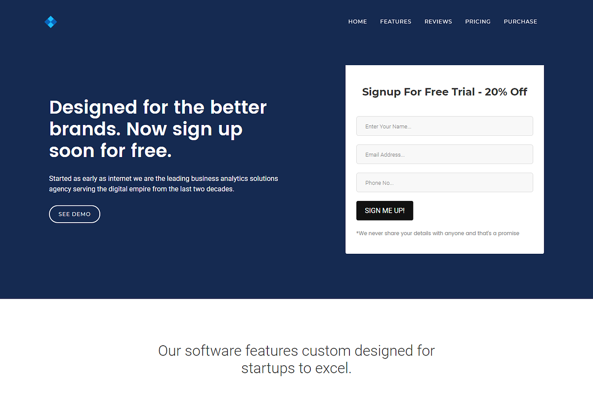 Pilot Multipurpose Landing Page, a Landing Page Template by iothemes (Photo 2 of 3)