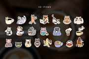 22 Hand Drawn Cats & Coffee Stickers, a Food Illustration by Kristina Chistiakova (Thumbnail 3 of 7)
