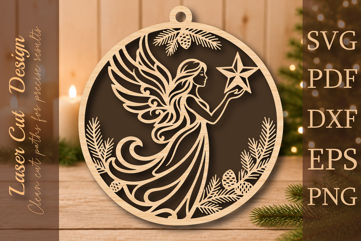 Christmas Angel Ornament SVG, a Work Illustration by Digital Artistic99 (Photo 1 of 4)