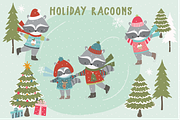 Holiday Racoons, an Animal Illustration by Poppymoondesign (Thumbnail 1 of 3)