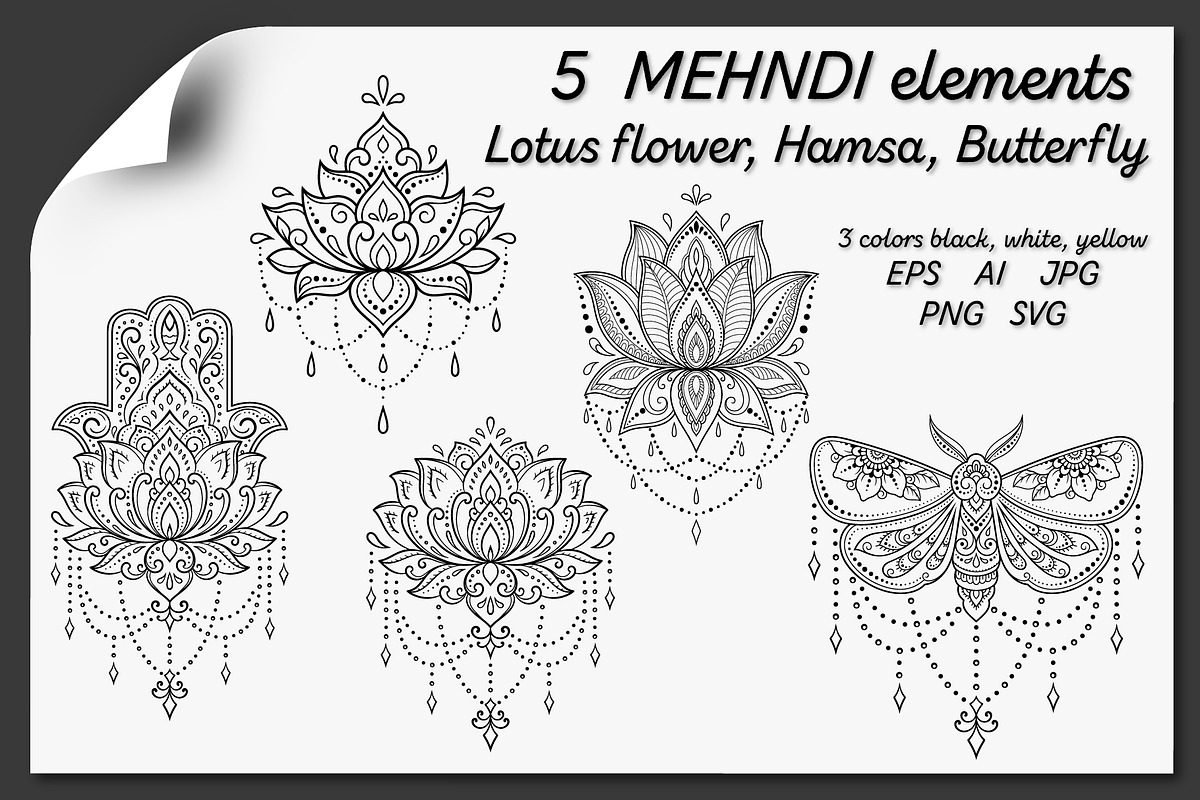 Mehndi designs collection, a Decorative Illustration by Katika Shop (Photo 2 of 7)