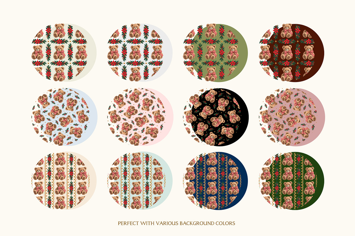 Vintage Christmas Bear Patterns, a Pattern Graphic by Euonia Meraki (Photo 4 of 9)