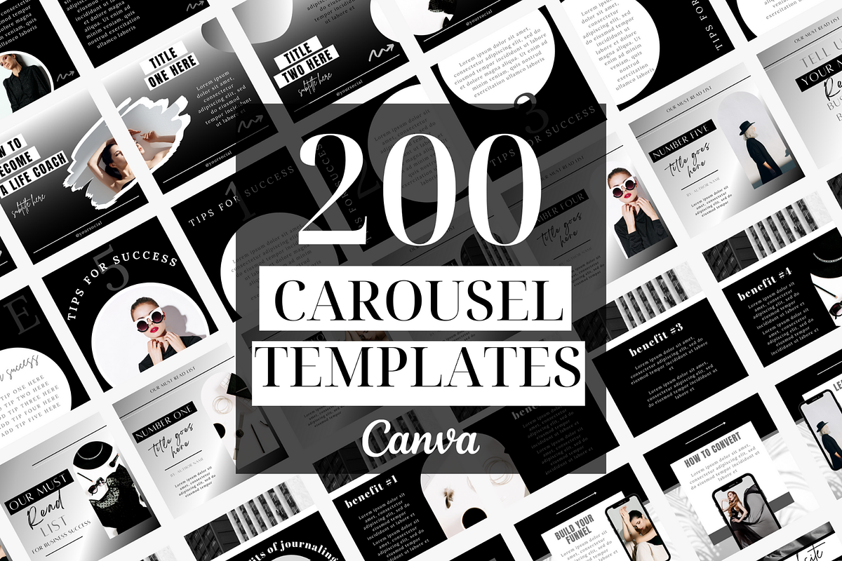 Black and White Instagram Carousels, a Social Media Template by Oh So Social Boutique (Photo 2 of 6)