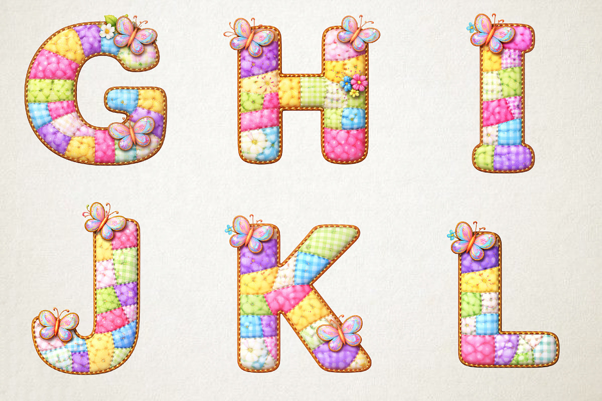 Easter Patchwork Alphabet PNG Bundle, an Illustration by RobertsArt (Photo 3 of 7)