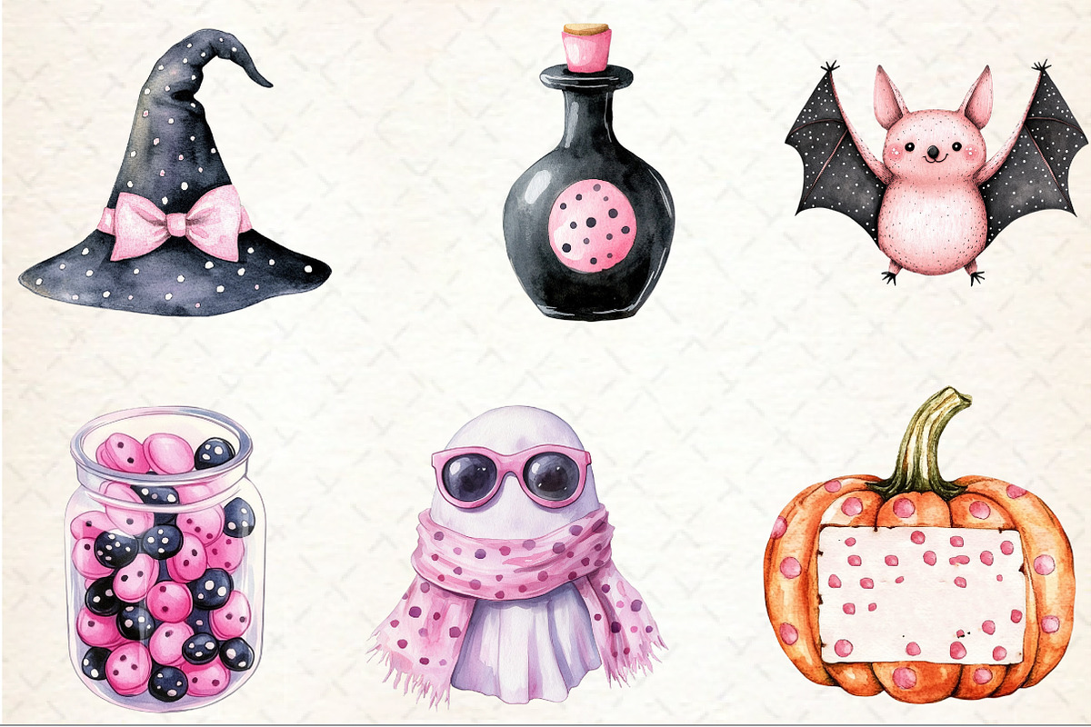 Black Pink Halloween Clipart, an Illustration by Rose Art (Photo 3 of 7)