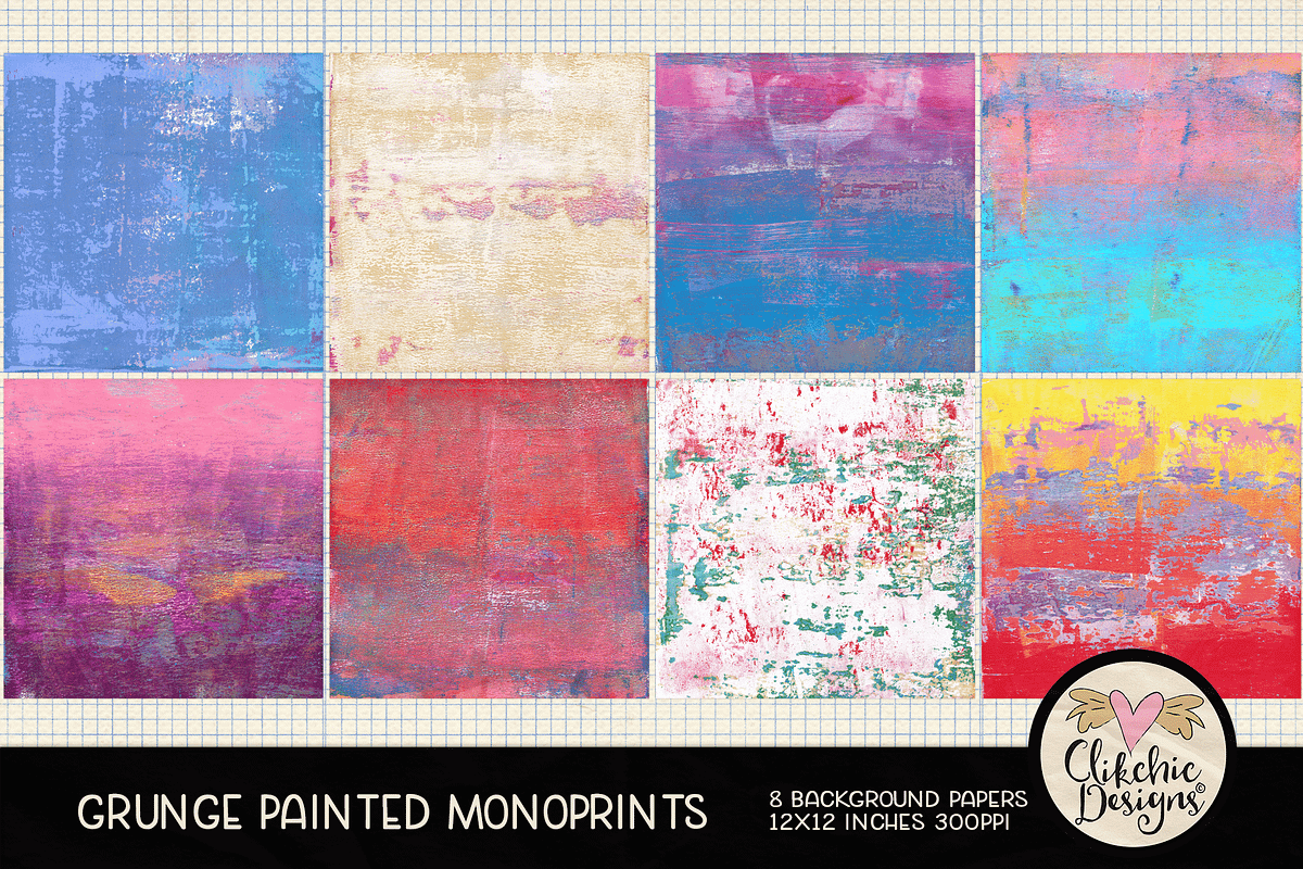 Grunge Painted Monoprint Backgrounds, a Texture Graphic by Clikchic Designs (Photo 2 of 5)