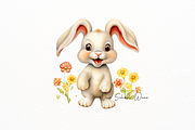 Happy Cute Floral Bouncy Baby Bunny, an Illustration by New-School-Wave (Thumbnail 3 of 5)