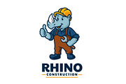 Rhino Construction Mascot Logo, an Animal Illustration by Izdihaar_Studio (Thumbnail 1 of 3)