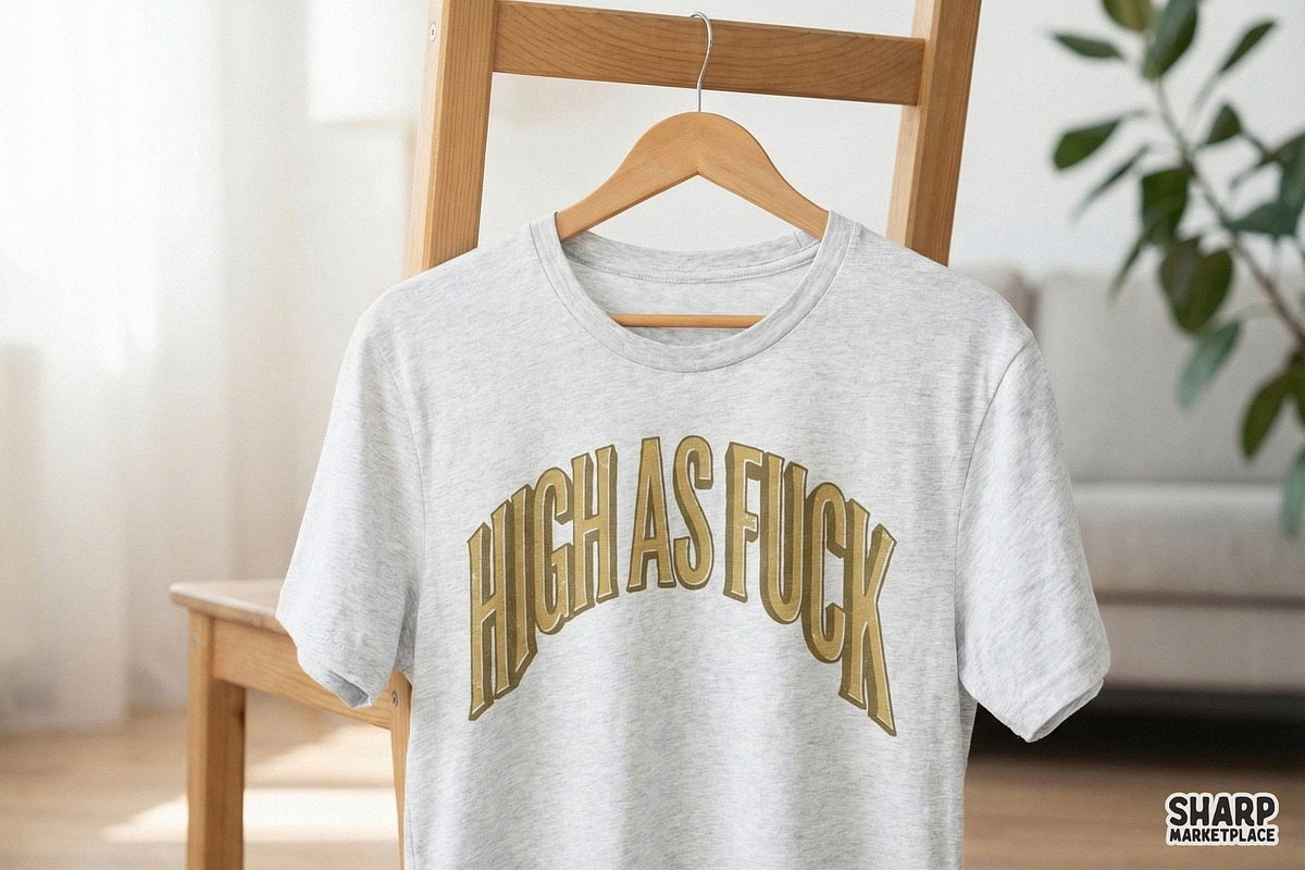 High As Fuck PNG, Weed Shirt, an Illustration by SharpMarketplace (Photo 4 of 4)