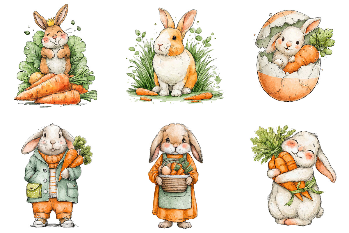 Watercolor Easter Bunny Clipart, an Illustration by Sublimation Artist (Photo 6 of 7)