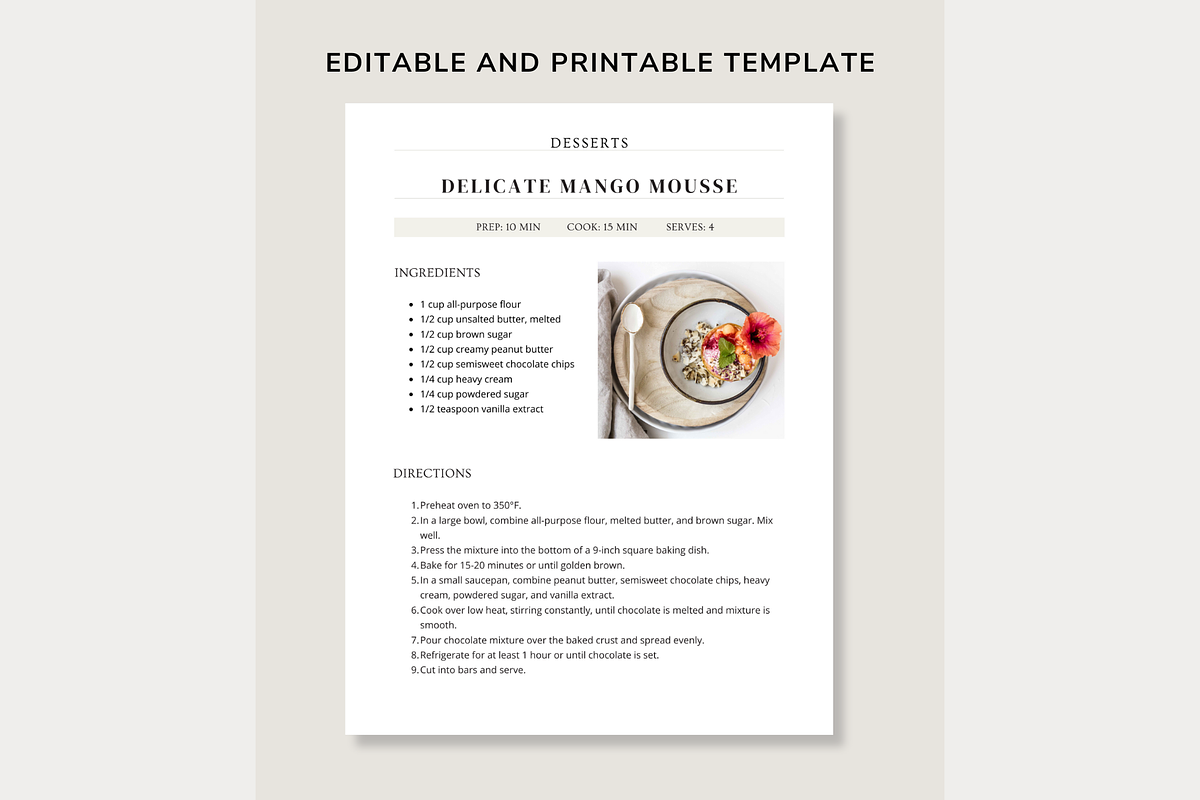 Modern Recipe Template Canva, a Card Template by OrganizationOasisRo (Photo 3 of 10)