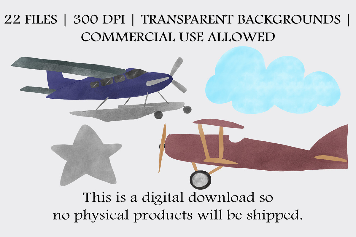 Watercolor Airplane Clipart Set, a Transportation Illustration by CropUp Creative (Photo 4 of 4)