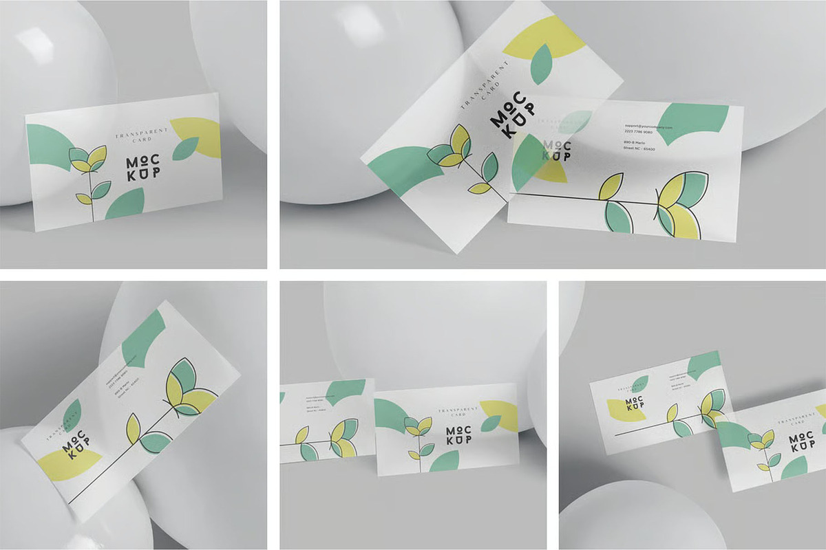 Transparent Business Card Mockups, an Advertising Mockup by megostudi0 (Photo 1 of 7)