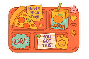 Lunchbox illustration with motivatio, an Illustration by Dvoevnore photos