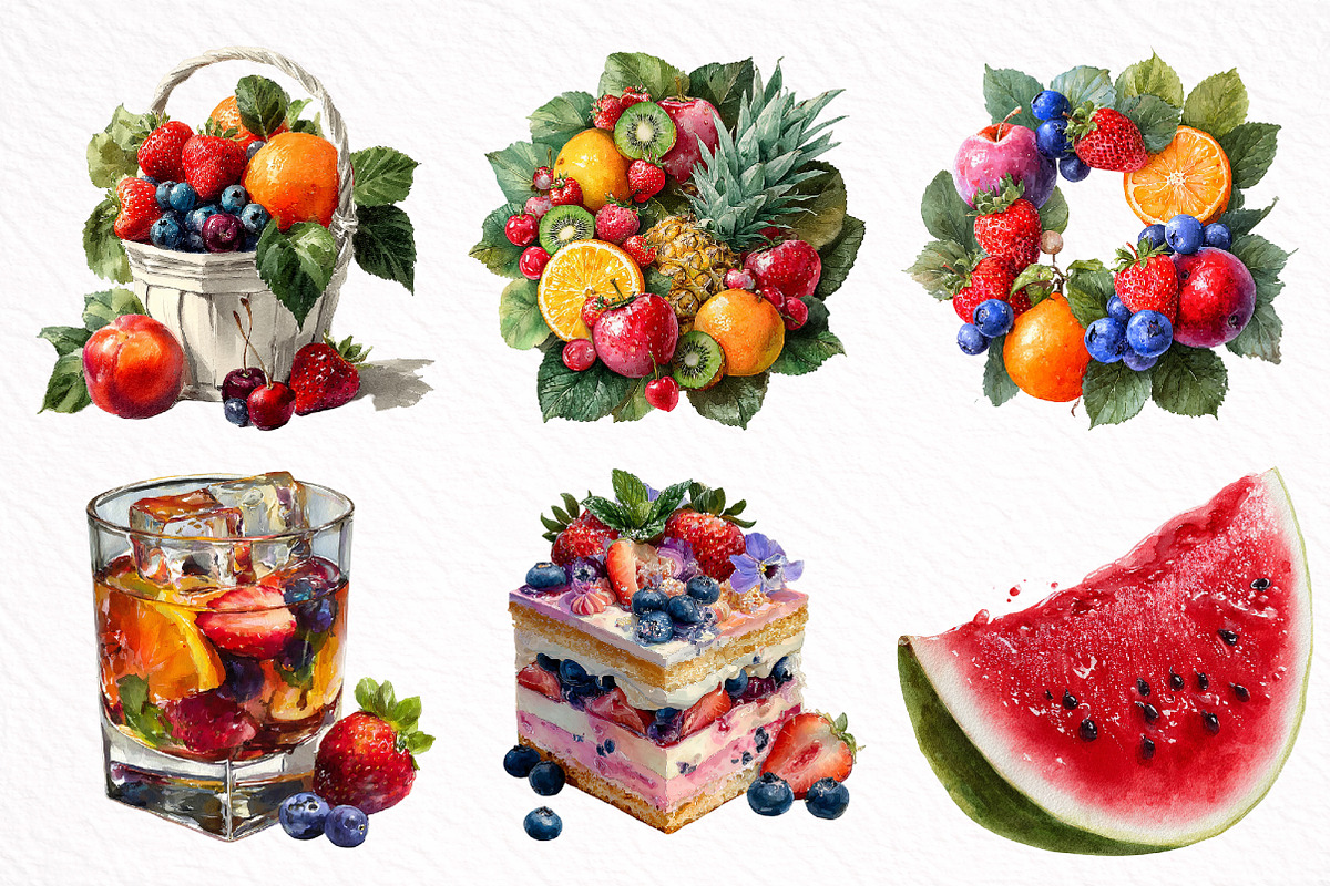 Watercolor Summer Vibe Clipart, an Illustration by DreamArtGraphic (Photo 8 of 8)