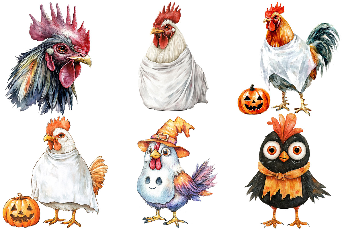 Halloween Rooster Ghost Clipart, an Illustration by Designworld (Photo 4 of 5)