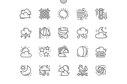 Weather forecast Line Icons, an Outline Icon by Palau