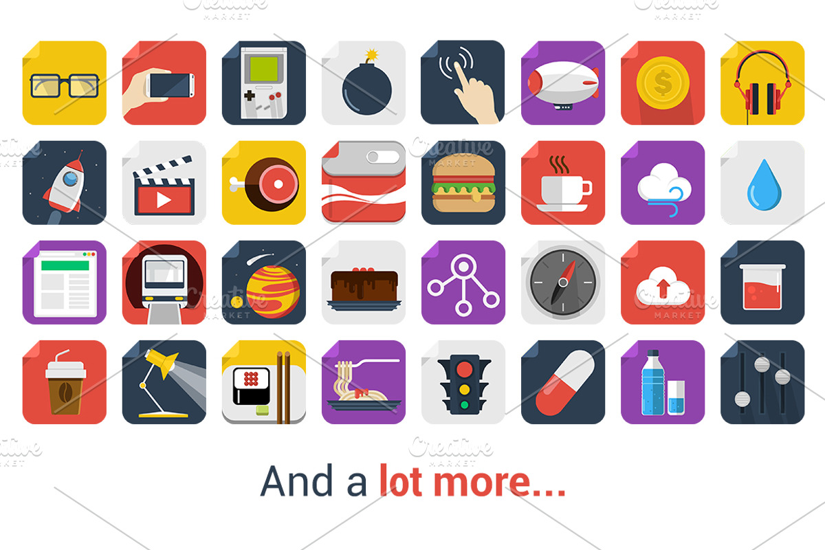 170 Awesome Flat Icons preview 3
