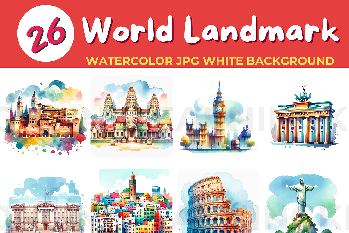 Around The World Famous Landmarks wa, an Education Illustration by John_Walker (Photo 3 of 3)