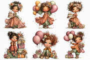 Whimsical Birthday Girls Clipart, a Seasonal Illustration by Craft Nest (Thumbnail 6 of 6)