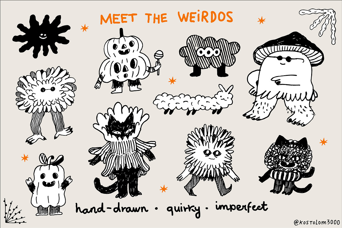 Odd Little Halloween doodle monsters, an Object Graphic by kostolom3ooo (Photo 2 of 6)