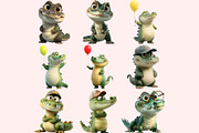 Funny Crocodile Clipart PNG Bundle, a Graphic by M9 Design (Thumbnail 5 of 9)