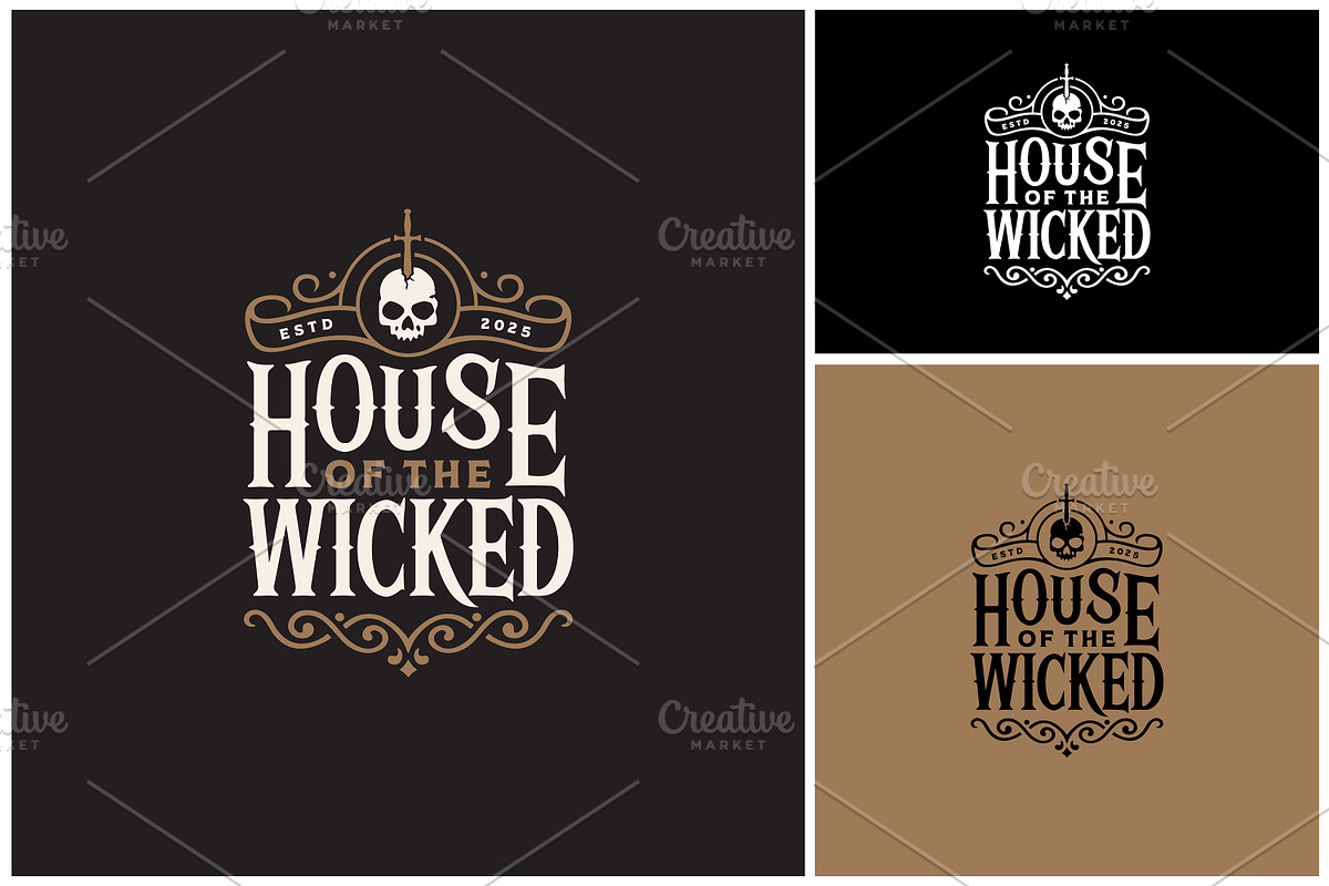 Scary Gothic Skull Halloween Poster, a Branding & Logo Template by Enola99d