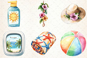 Watercolor Summer Vacation Clipart, an Illustration by Rose Art (Thumbnail 2 of 4)