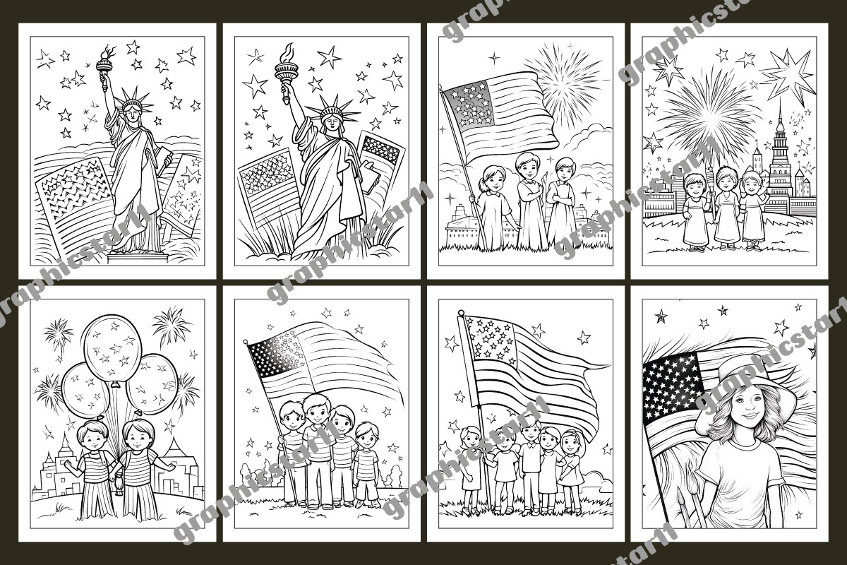 4 th of July Coloring Pages, an Object Graphic by protabsorkar11 (Photo 3 of 4)