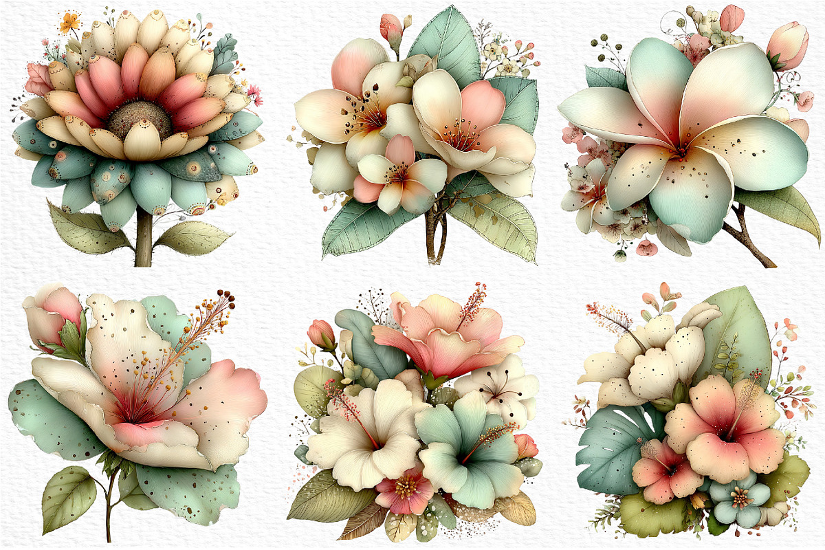 Tropical Whimsical Flowers Clipart, an Illustration by Craft Nest (Photo 4 of 12)