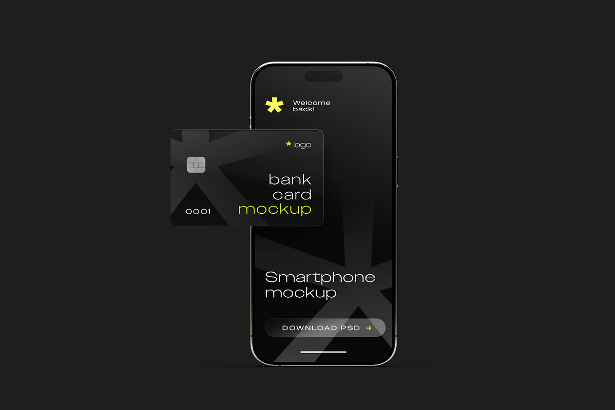 Bank Card with iPhone Mockup Set, an iPhone Mockup by mockupatelier (Photo 4 of 9)