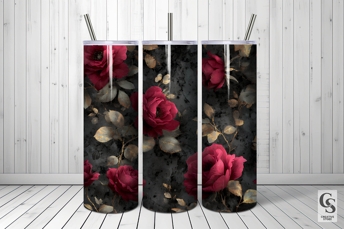 Gothic Textured Rose Flowers Pattern, a Pattern Graphic by Creative Store (Photo 3 of 5)