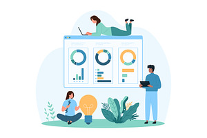 Data analytics & visualization app, a Person Illustration by Flashvector