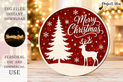 Merry Christmas Deer Round Sign SVG, an Object Graphic by OK Design (Thumbnail 3 of 3)
