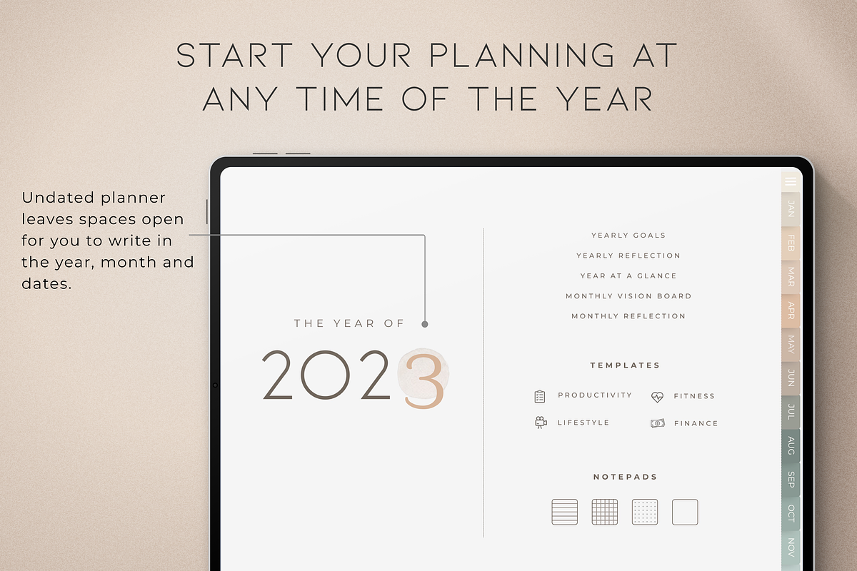 Undated Digital Planner iPad, a Websites & App Template by Makii Templates (Photo 3 of 10)