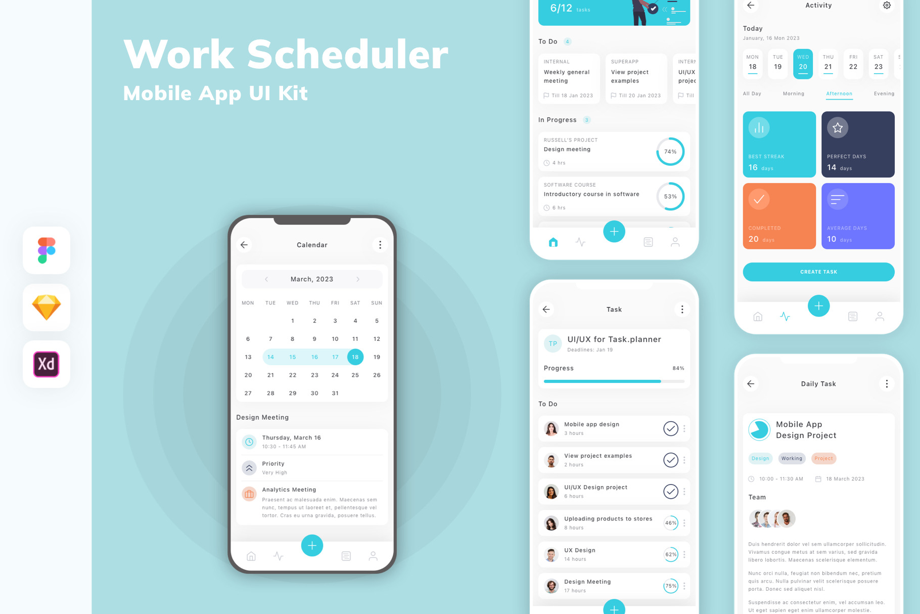 Work Scheduler Mobile App UI Kit, an UI Kit Template by uicube