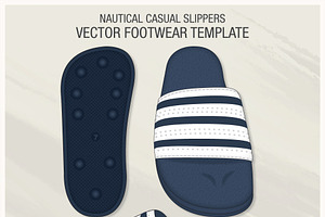 Nautical Casual Slippers Vector