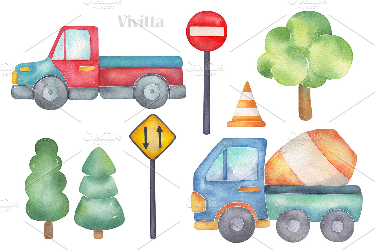 Cars watercolor transport set, an Education Illustration by Vivitta (Photo 4 of 8)