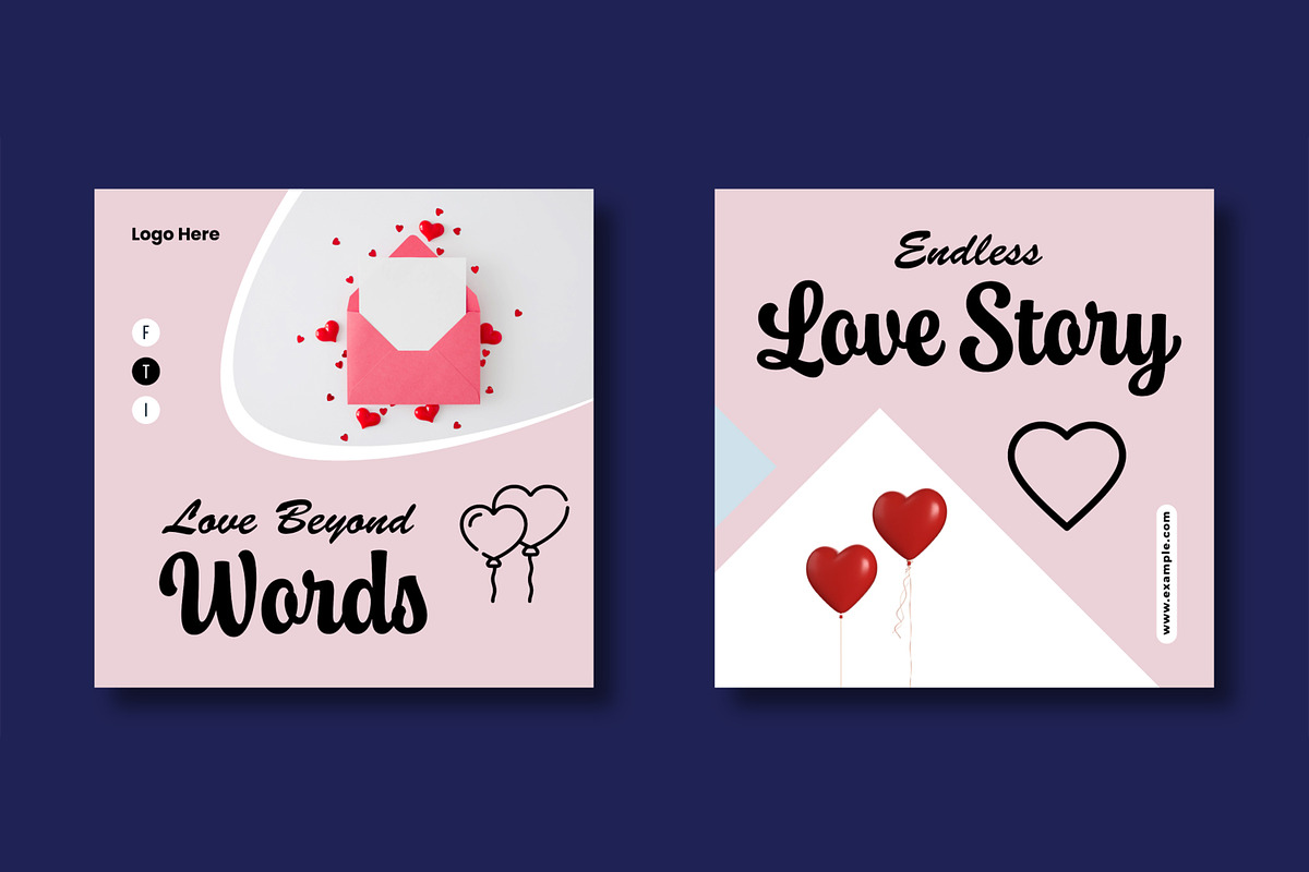 Valentine Social Media Post Template, a Social Media Template by MightyDesign (Photo 4 of 8)