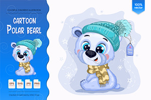 Cartoon polar bear. Tshirt, PNG., an Animal Illustration by KENO Mascots